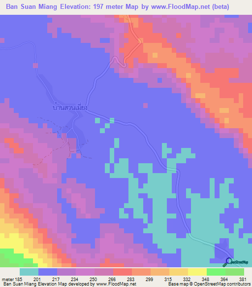 Ban Suan Miang,Thailand Elevation Map