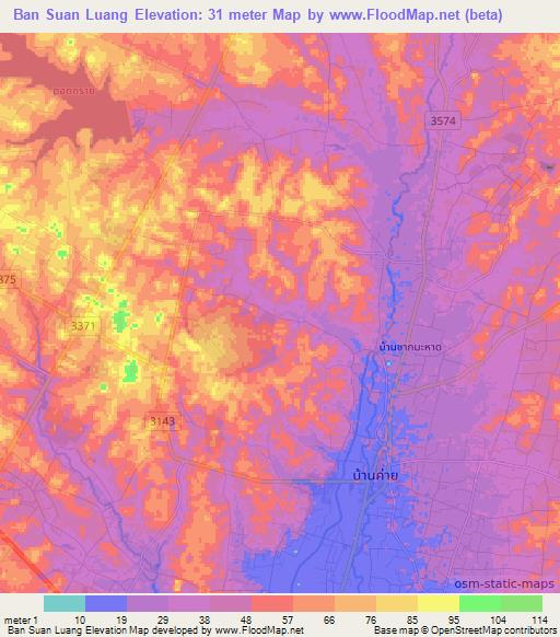 Ban Suan Luang,Thailand Elevation Map