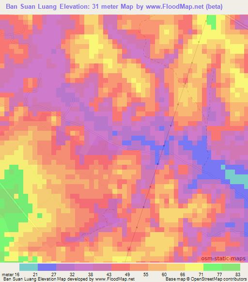 Ban Suan Luang,Thailand Elevation Map