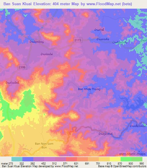 Ban Suan Kluai,Thailand Elevation Map
