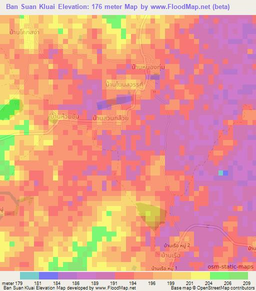 Ban Suan Kluai,Thailand Elevation Map