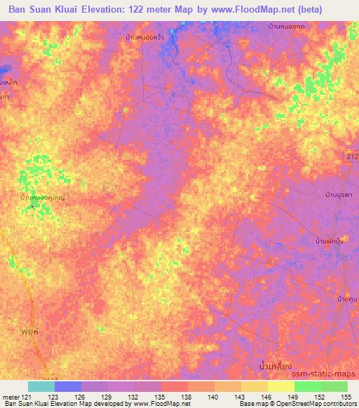 Ban Suan Kluai,Thailand Elevation Map