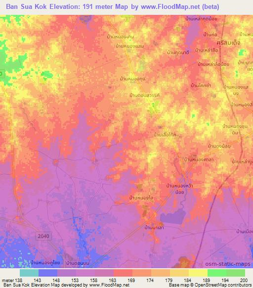 Ban Sua Kok,Thailand Elevation Map