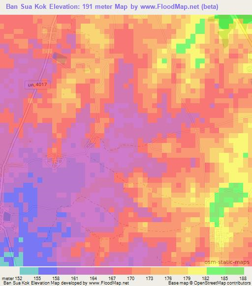 Ban Sua Kok,Thailand Elevation Map