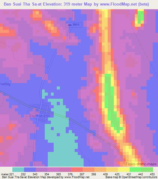 Ban Suai Tha Sa-at,Thailand Elevation Map
