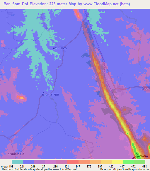 Ban Som Poi,Thailand Elevation Map