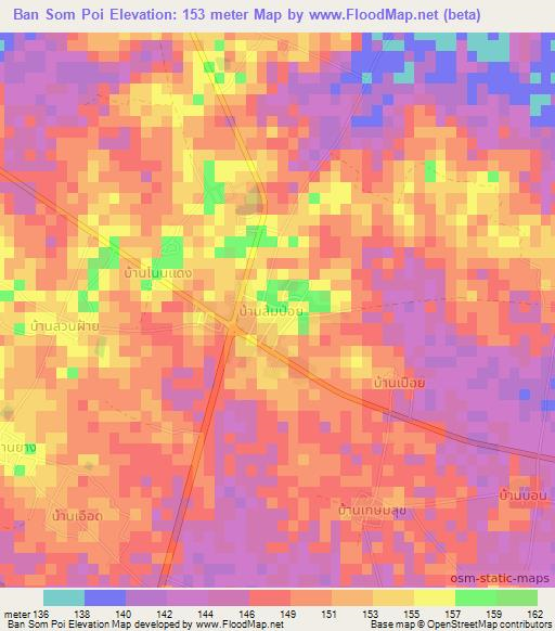 Ban Som Poi,Thailand Elevation Map
