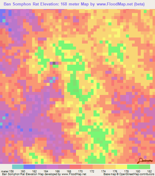 Ban Somphon Rat,Thailand Elevation Map
