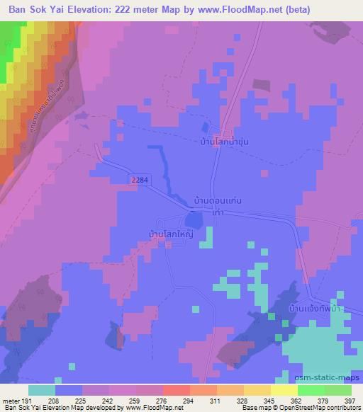 Ban Sok Yai,Thailand Elevation Map