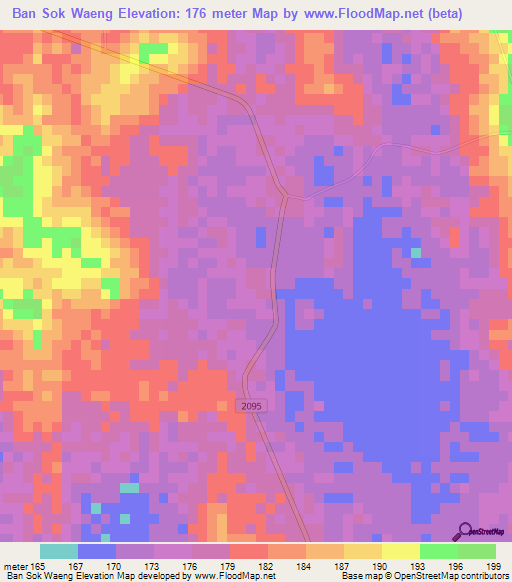 Ban Sok Waeng,Thailand Elevation Map