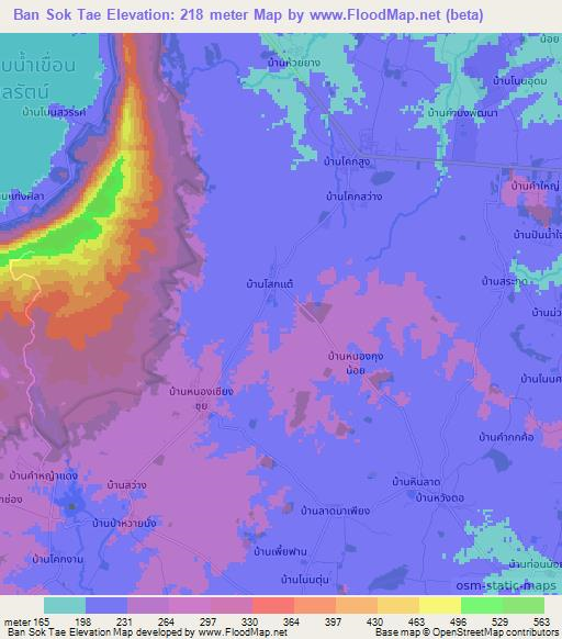 Ban Sok Tae,Thailand Elevation Map