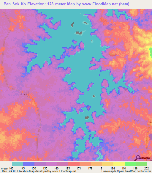 Ban Sok Ko,Thailand Elevation Map