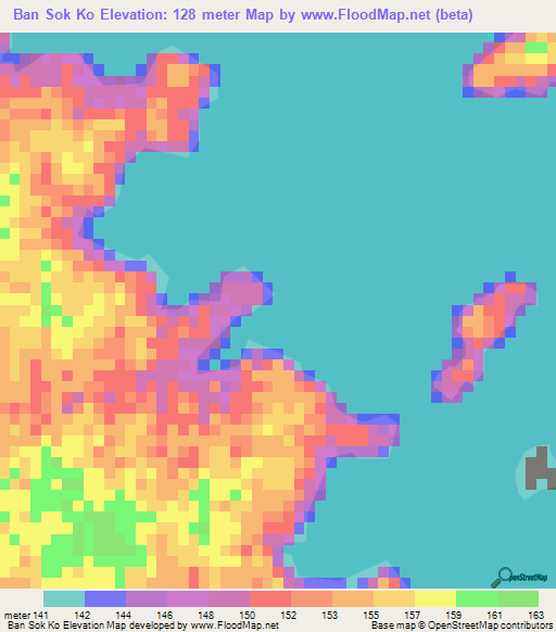 Ban Sok Ko,Thailand Elevation Map