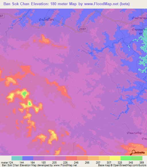 Ban Sok Chan,Thailand Elevation Map