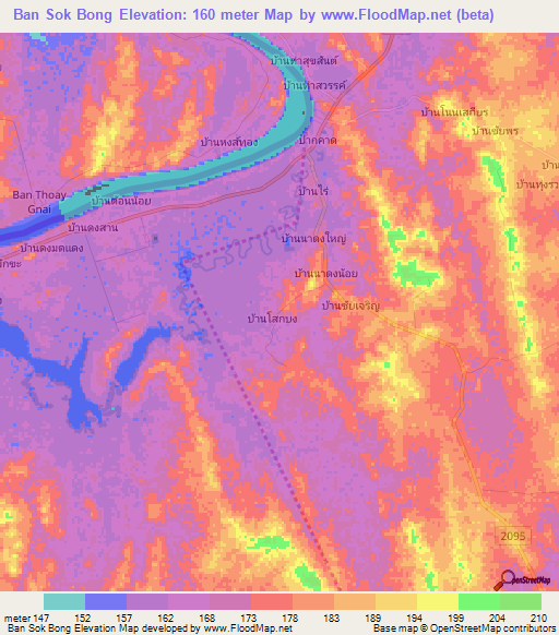 Ban Sok Bong,Thailand Elevation Map