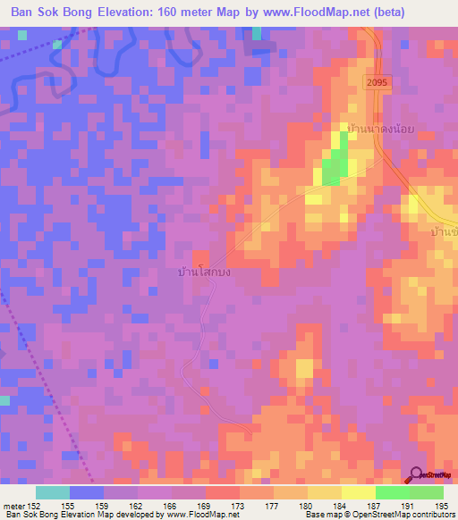 Ban Sok Bong,Thailand Elevation Map