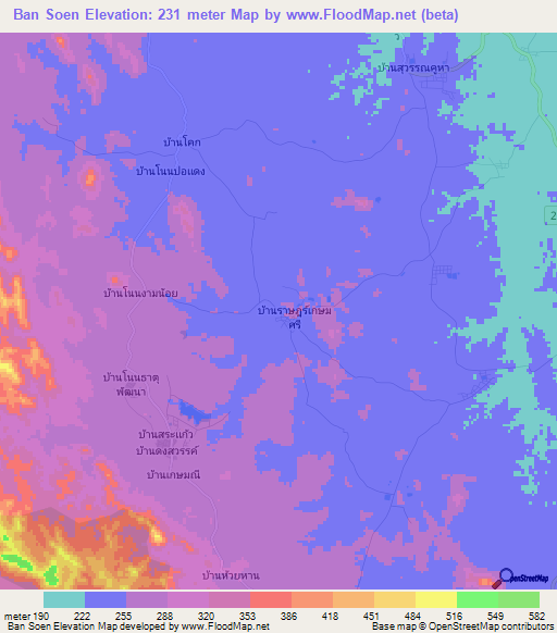 Ban Soen,Thailand Elevation Map