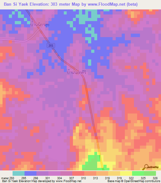 Ban Si Yaek,Thailand Elevation Map