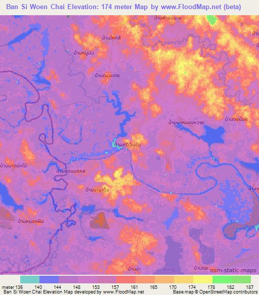 Ban Si Woen Chai,Thailand Elevation Map