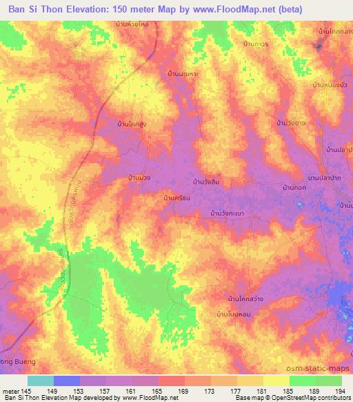 Ban Si Thon,Thailand Elevation Map