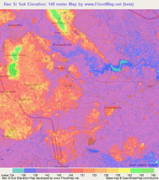Ban Si Suk,Thailand Elevation Map