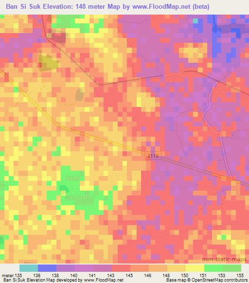 Ban Si Suk,Thailand Elevation Map