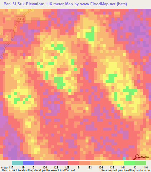 Ban Si Suk,Thailand Elevation Map