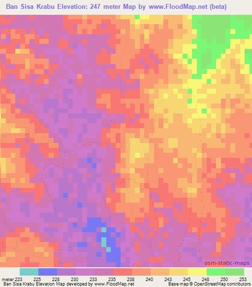Ban Sisa Krabu,Thailand Elevation Map