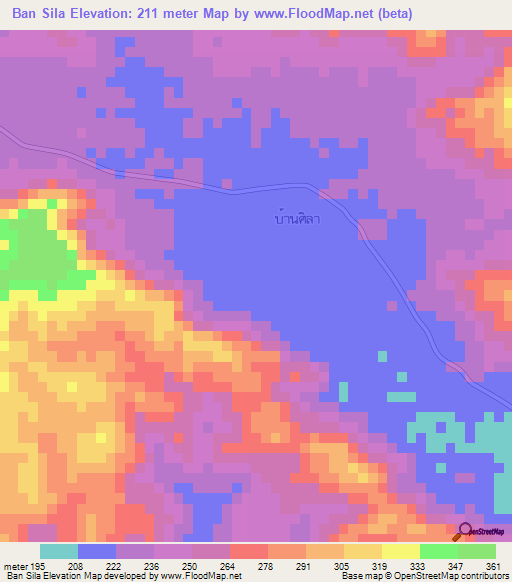 Ban Sila,Thailand Elevation Map