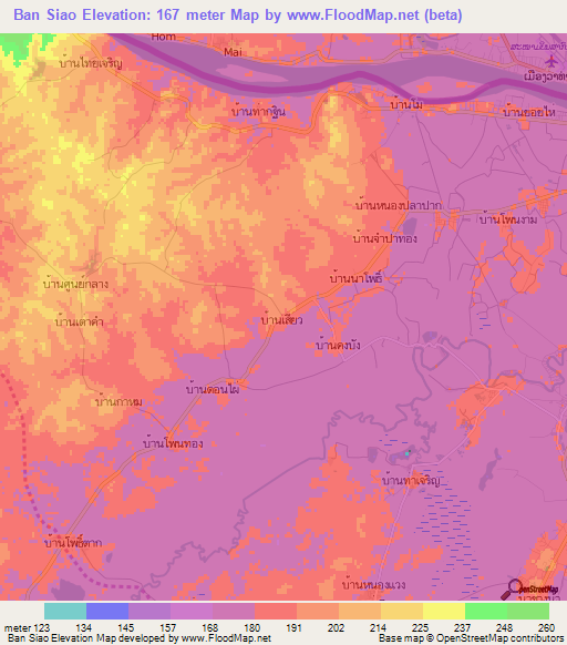 Ban Siao,Thailand Elevation Map