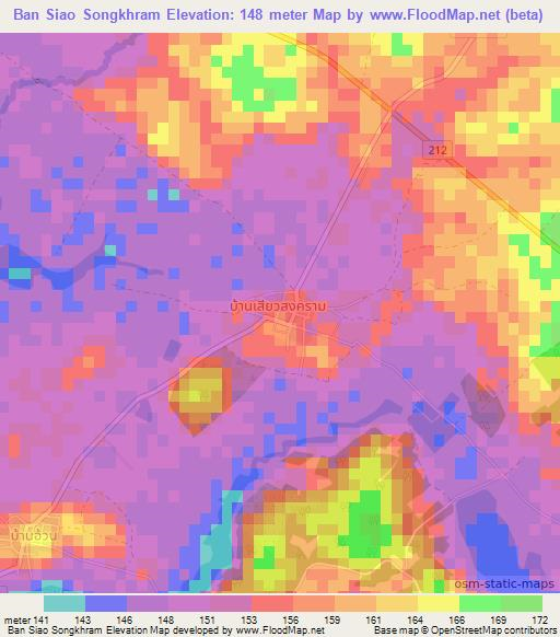 Ban Siao Songkhram,Thailand Elevation Map