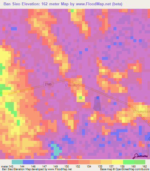 Ban Sieo,Thailand Elevation Map