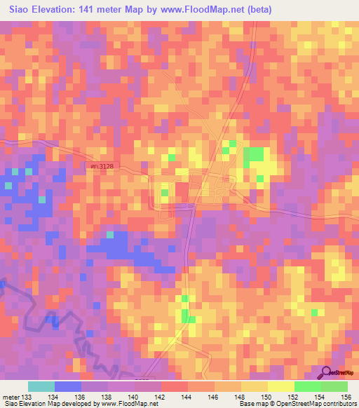 Siao,Thailand Elevation Map