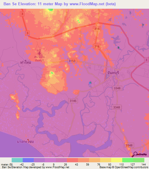 Ban Se,Thailand Elevation Map