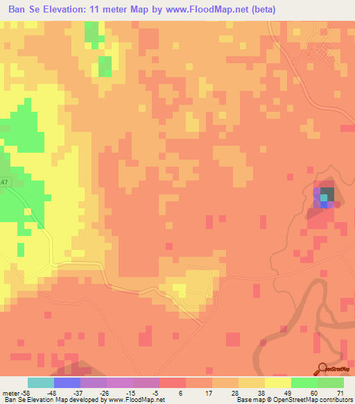 Ban Se,Thailand Elevation Map