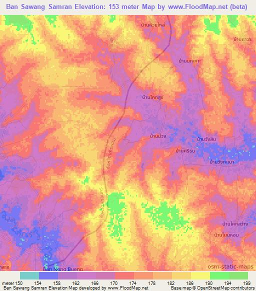 Ban Sawang Samran,Thailand Elevation Map