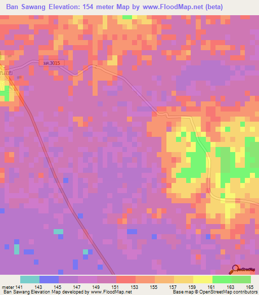 Ban Sawang,Thailand Elevation Map