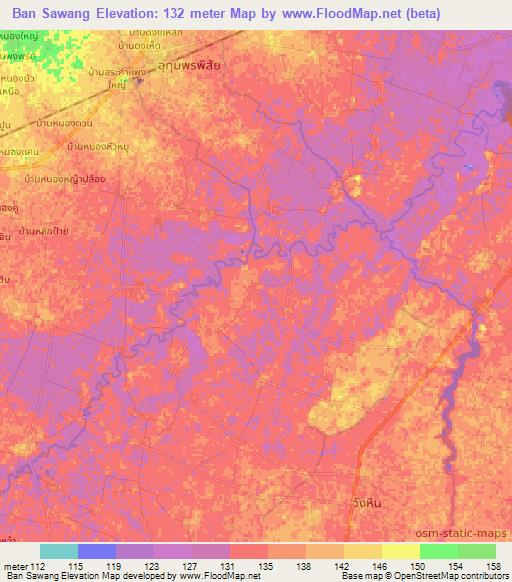 Ban Sawang,Thailand Elevation Map
