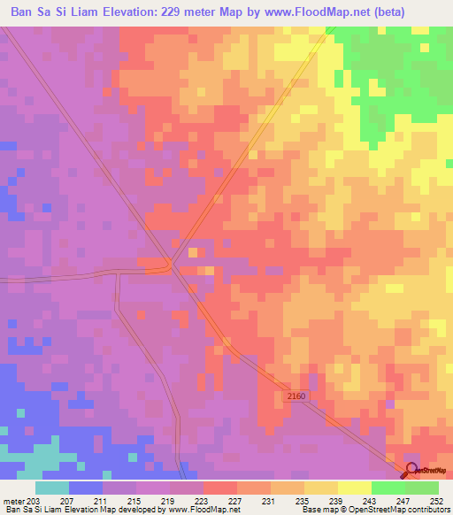 Ban Sa Si Liam,Thailand Elevation Map