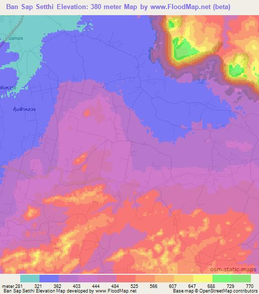 Ban Sap Setthi,Thailand Elevation Map