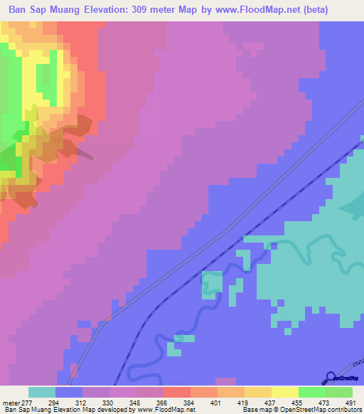Ban Sap Muang,Thailand Elevation Map