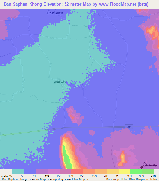 Ban Saphan Khong,Thailand Elevation Map