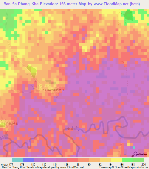 Ban Sa Phang Kha,Thailand Elevation Map