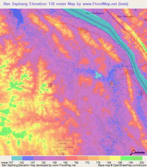 Ban Saphang,Thailand Elevation Map