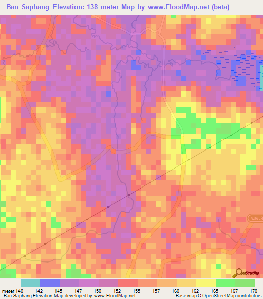 Ban Saphang,Thailand Elevation Map