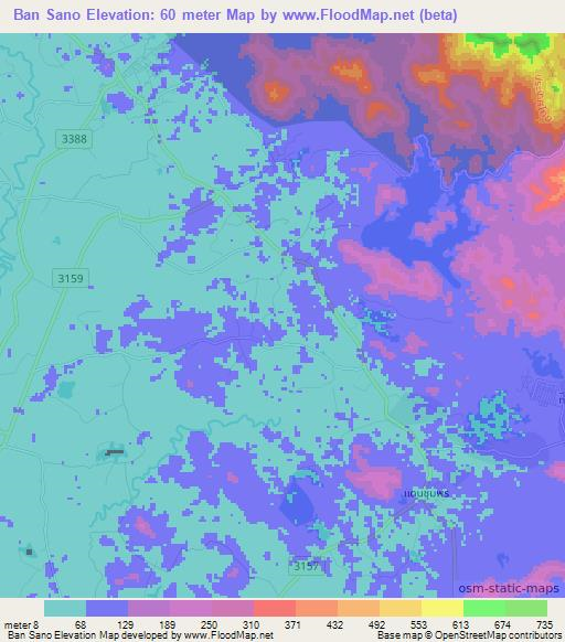 Ban Sano,Thailand Elevation Map