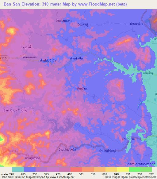 Ban San,Thailand Elevation Map