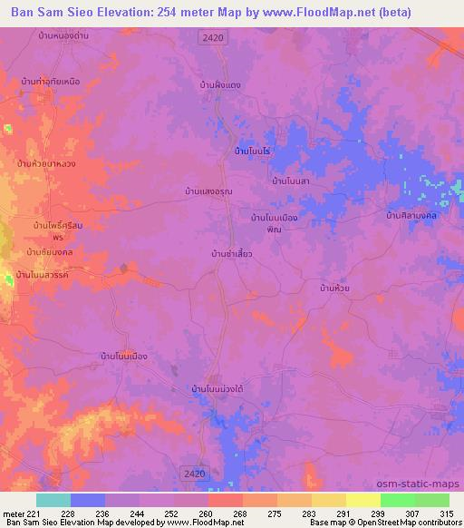 Ban Sam Sieo,Thailand Elevation Map