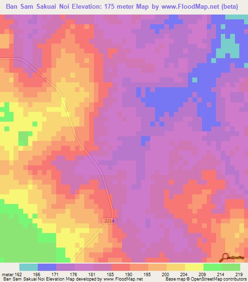 Ban Sam Sakuai Noi,Thailand Elevation Map