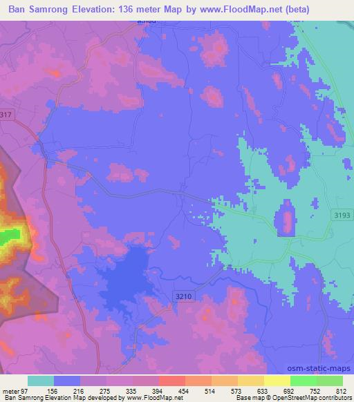 Ban Samrong,Thailand Elevation Map